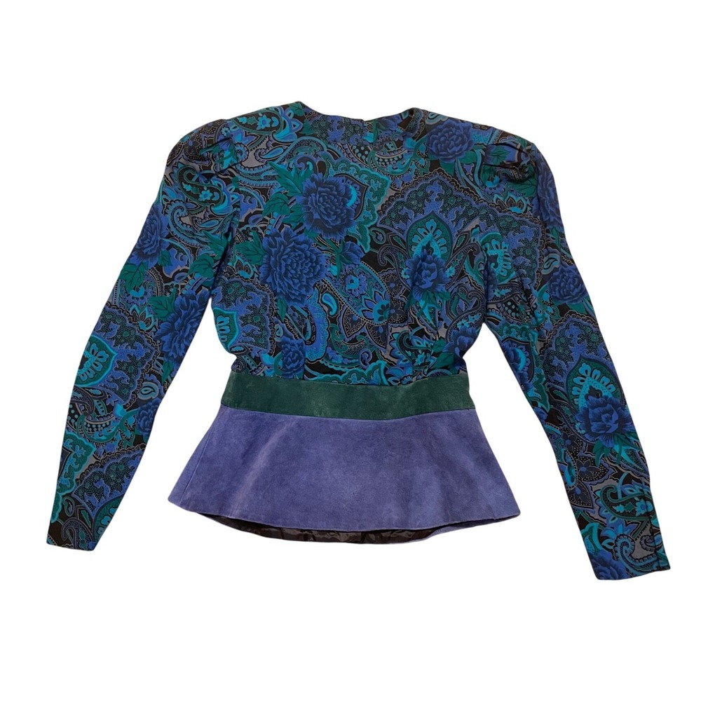 Paisley Top Suede Peplum Vintage 80s Size Small Act I New York